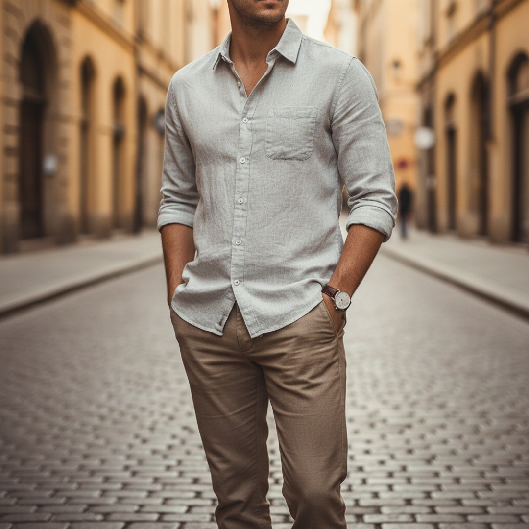 Polo Uomo in Lino Manica Corta Slim Fit