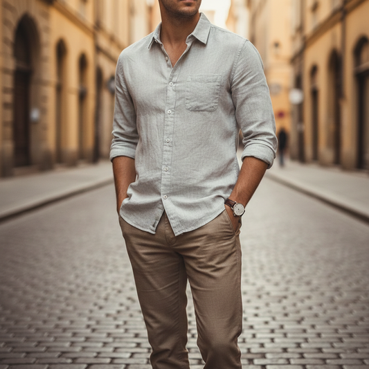 Polo Uomo in Lino Manica Corta Slim Fit