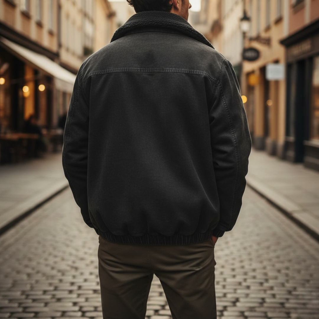 Bomber Uomo Foderato in Tessuto Misto con Zip Intera