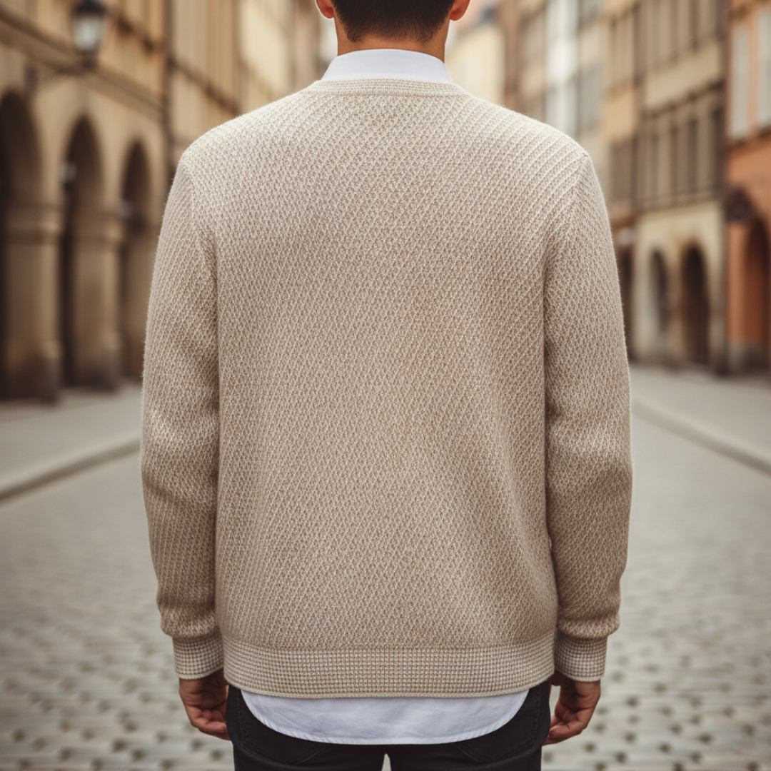 Pullover Uomo Girocollo Trama Melange