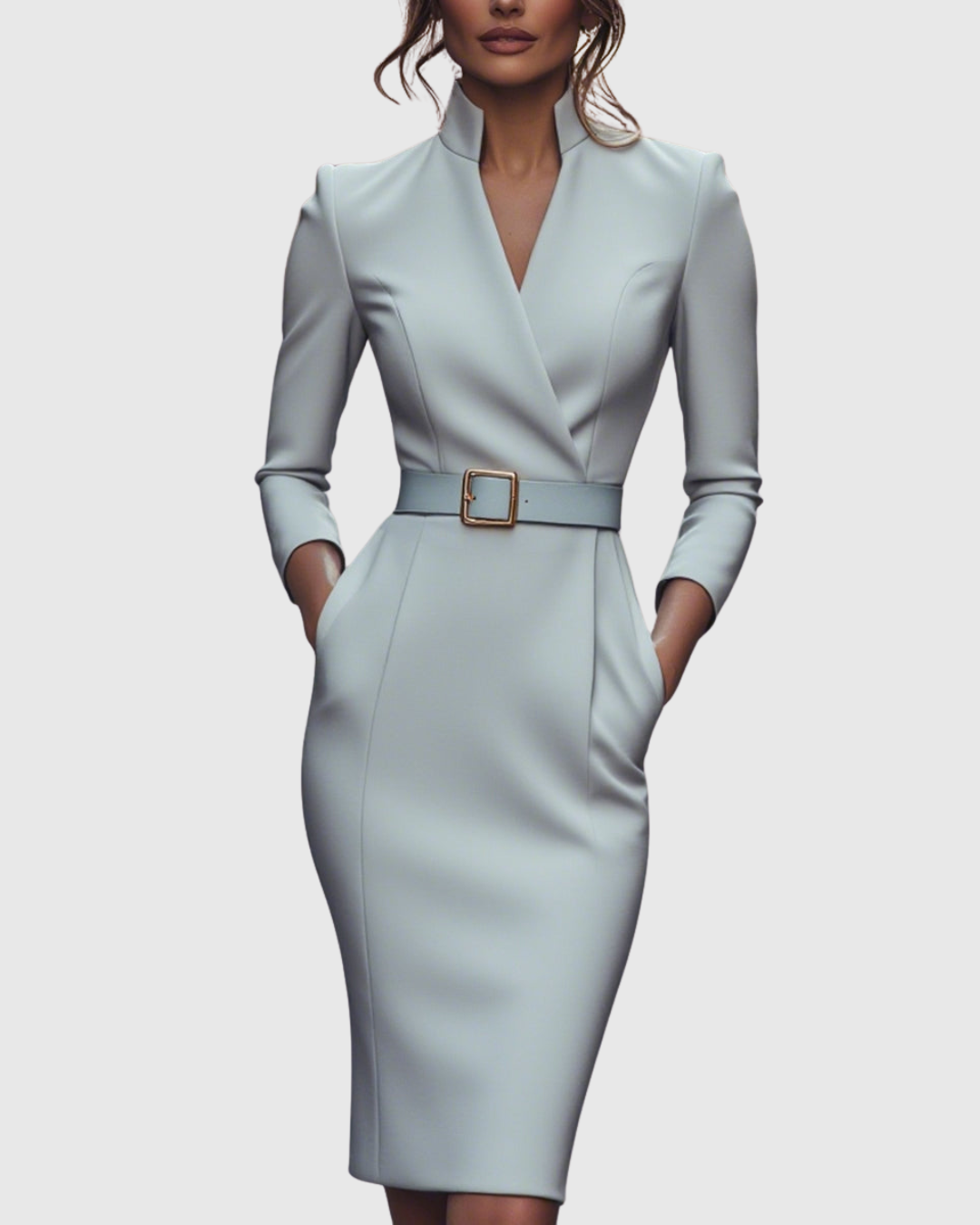 Abito Donna Raso Midi Smanicato Slim Fit – Elegante
