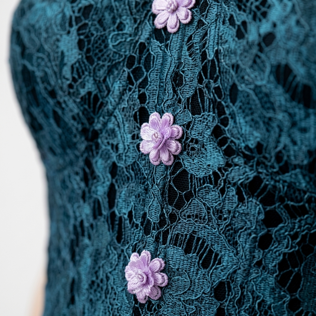 Corsetto in Pizzo Senza Spalline Scollo a Cuore Verde Teal Donna