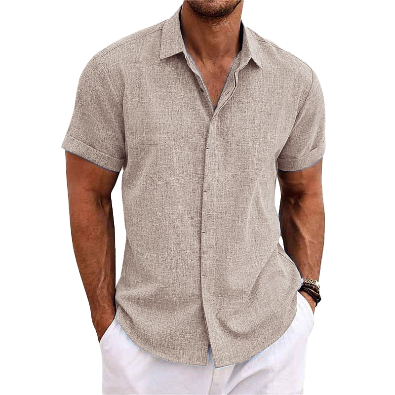 Camicia Uomo Lino Manica Corto con Bottoni – Estiva
