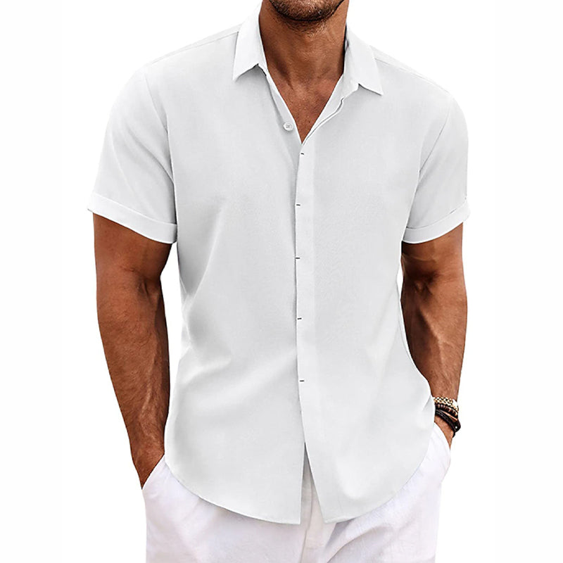 Camicia Uomo Lino Manica Corto con Bottoni – Estiva