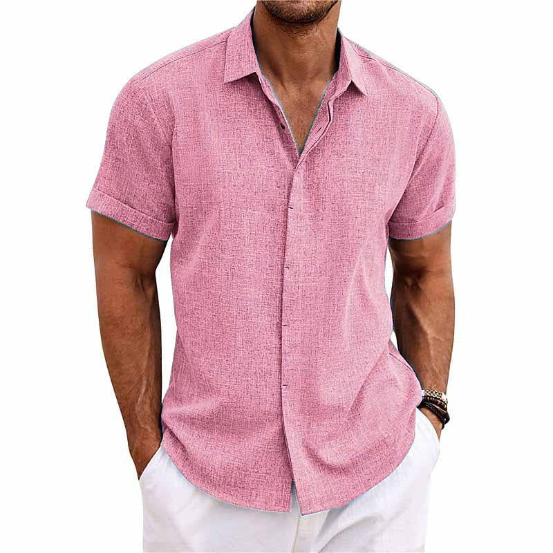 Camicia Uomo Lino Manica Corto con Bottoni – Estiva