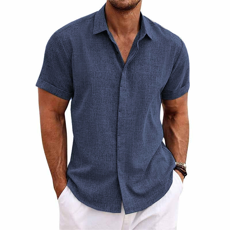Camicia Uomo Lino Manica Corto con Bottoni – Estiva