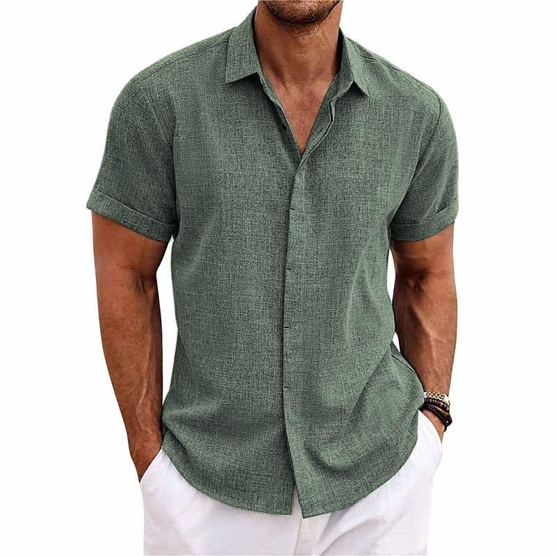 Camicia Uomo Lino Manica Corto con Bottoni – Estiva