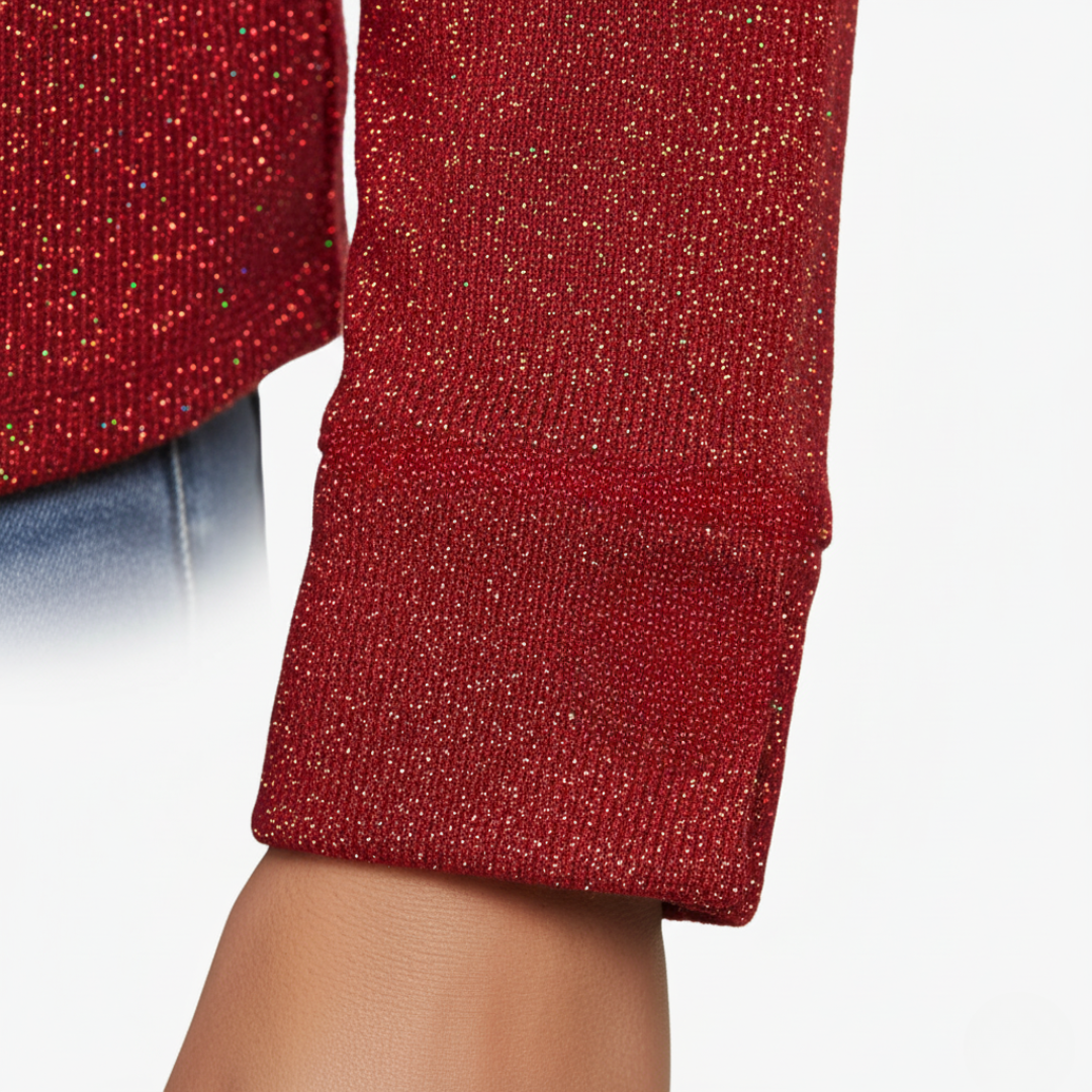 Maglione Donna Scollo V Tessuto Glitter