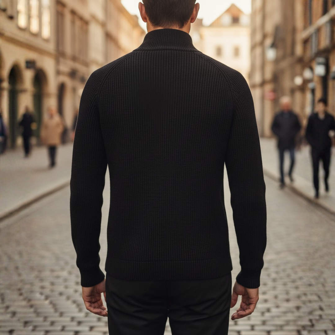 Cardigan Uomo in Filato Morbido con Zip Intera