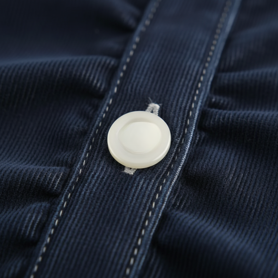 Abito Midi con Bottoni Frontali e Tasche Applicate