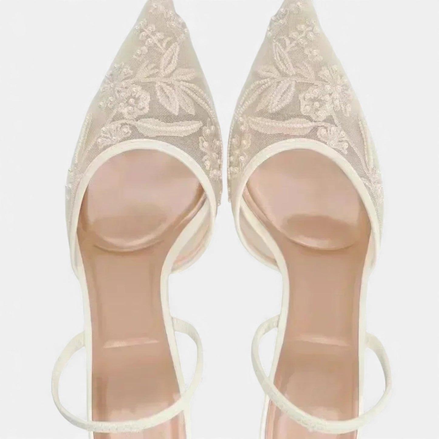 Décolleté Donna Mesh Ricamate Punta A Punta Slip-On Tacco Stiletto