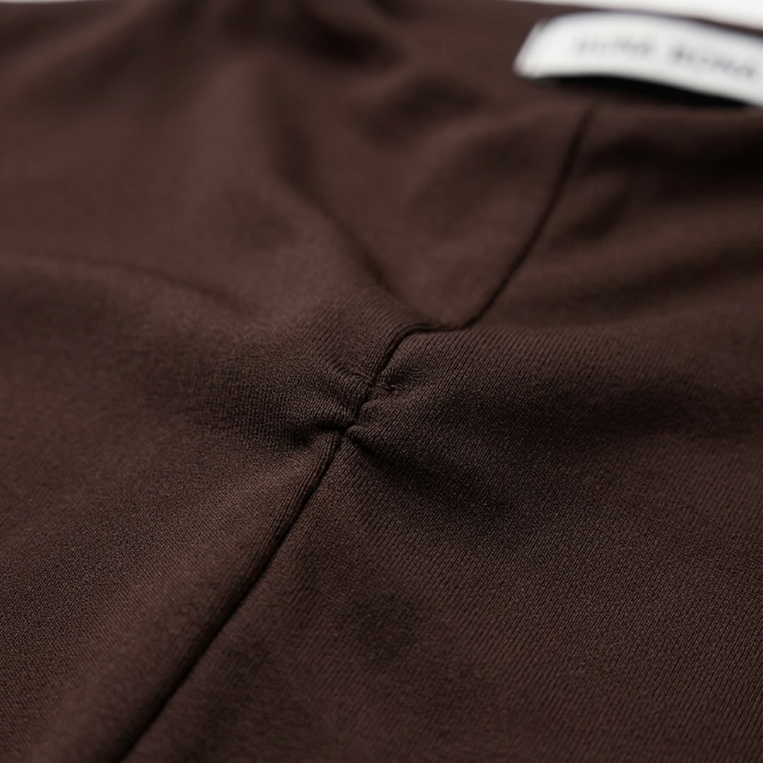 Abito Maxi Donna a Manica Lunga con Collo Alto e Spacco Laterale