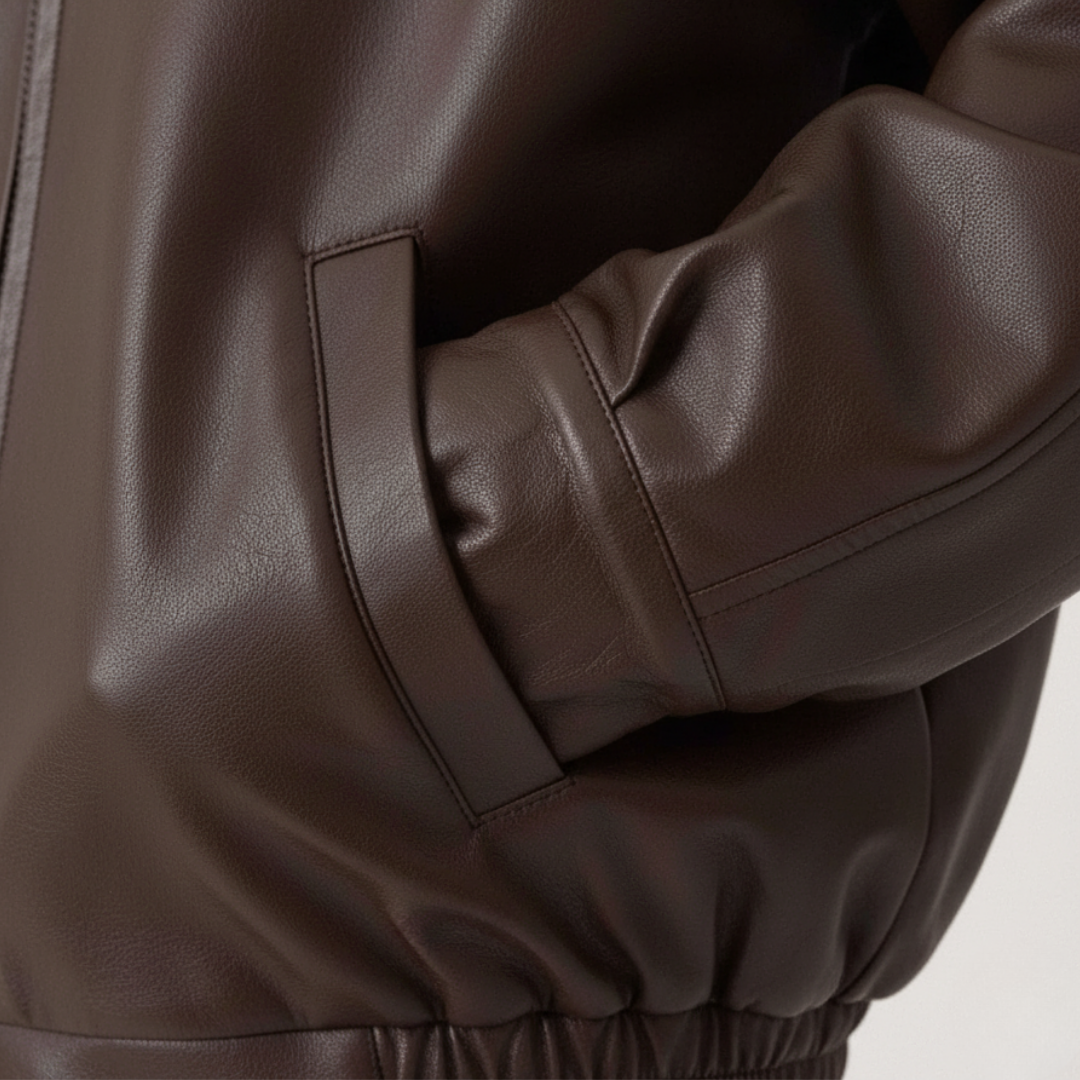 Bomber Oversize Donna in Tessuto Effetto Pelle