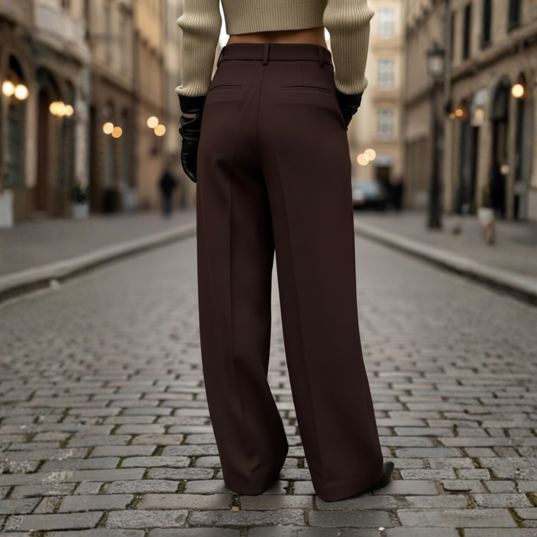 Pantaloni Donna Pleated Fascia Alta Tessuto