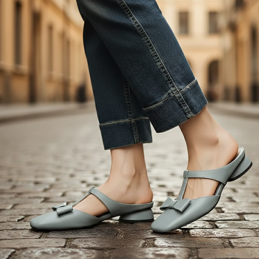 Sandali Donna in Pelle con Cinturino a T