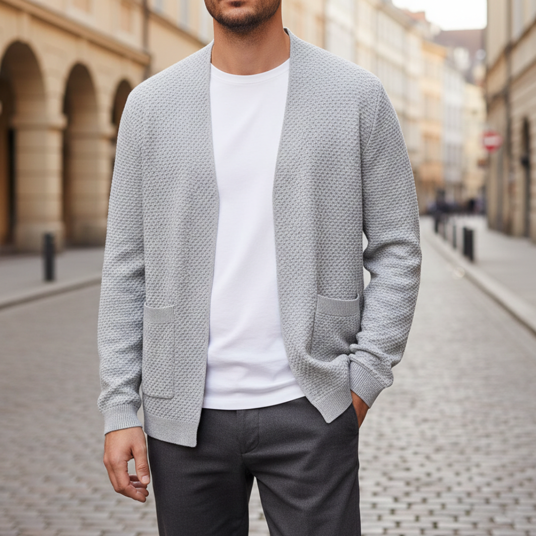 Cardigan Uomo Scollo a V Multicolore Regular Fit