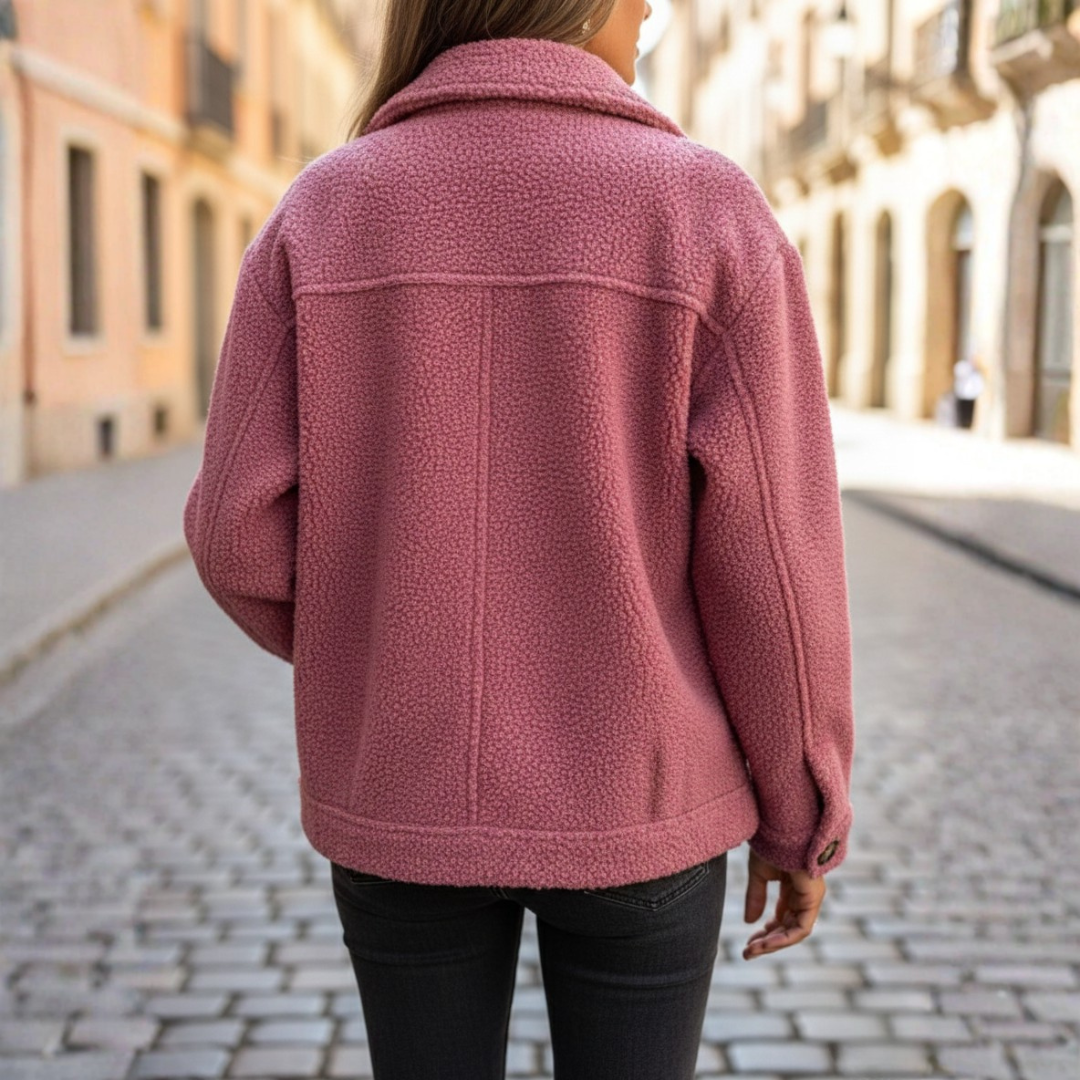 Giacca Autunnale Elegante in Tessuto Teddy Donna