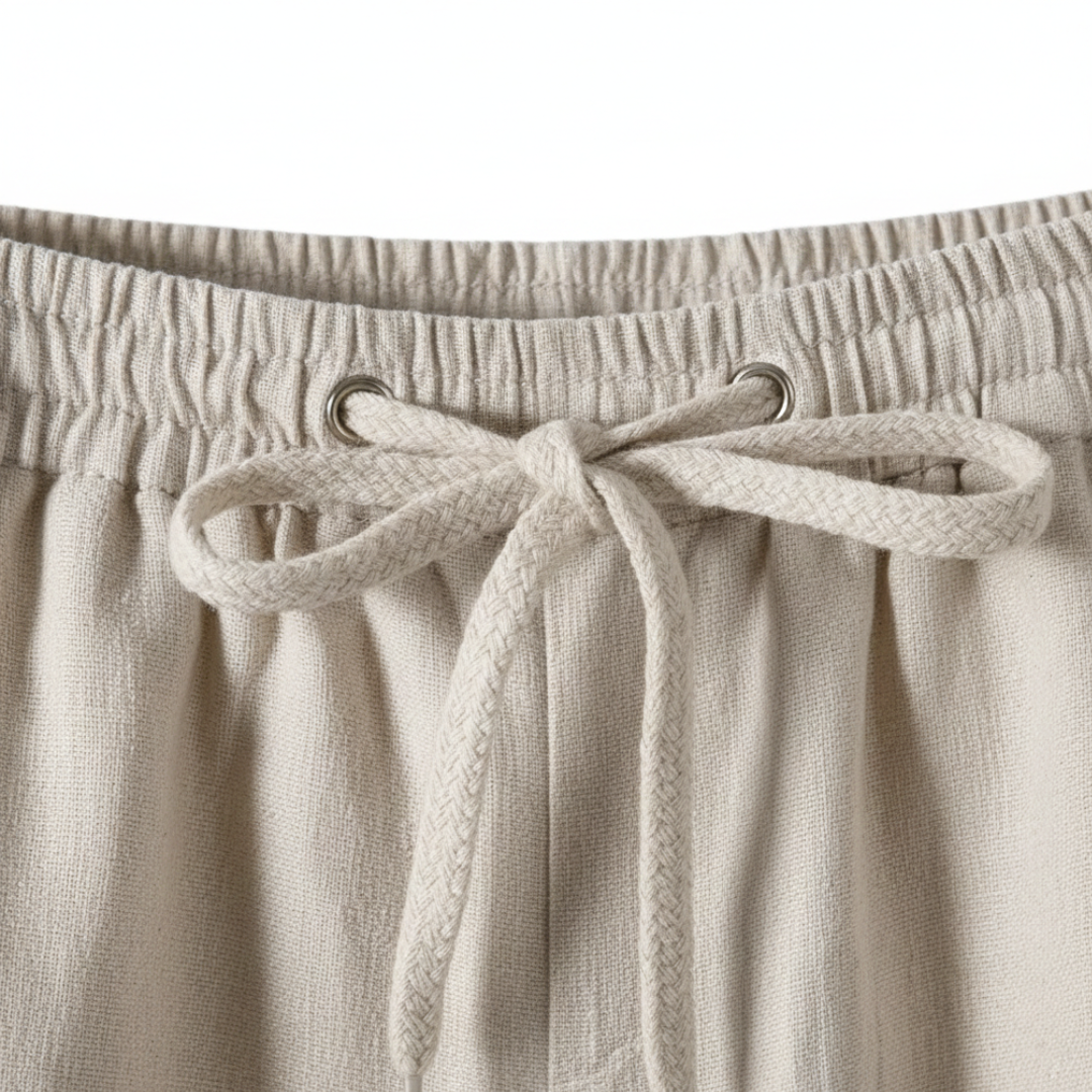 Pantaloni Uomo in Lino con Coulisse e Vita Elasticizzata Gamba Dritta