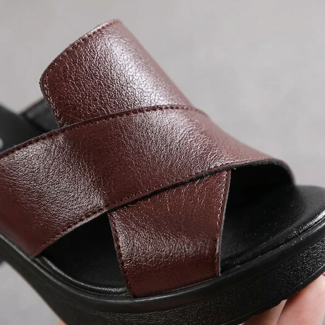 Sandali Ortopedici Donna con Tacco Largo Platform e Fasce Incrociate Mules