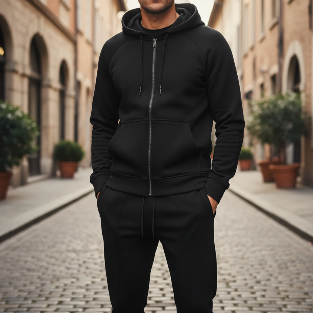 Set Tuta Sportiva Uomo con Felpa Zip e Pantaloni