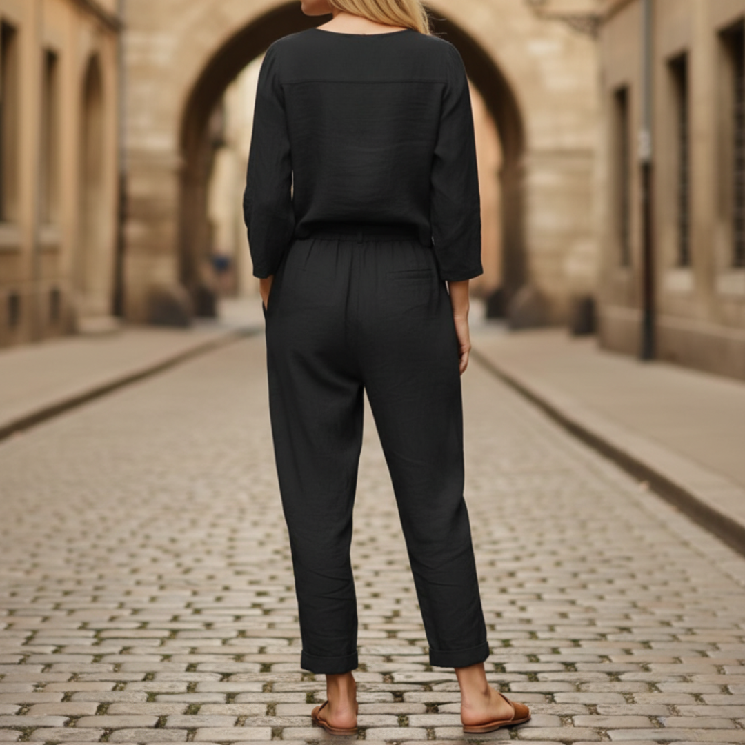 Completo Donna Pantaloni e Maglia Misto Tessuto