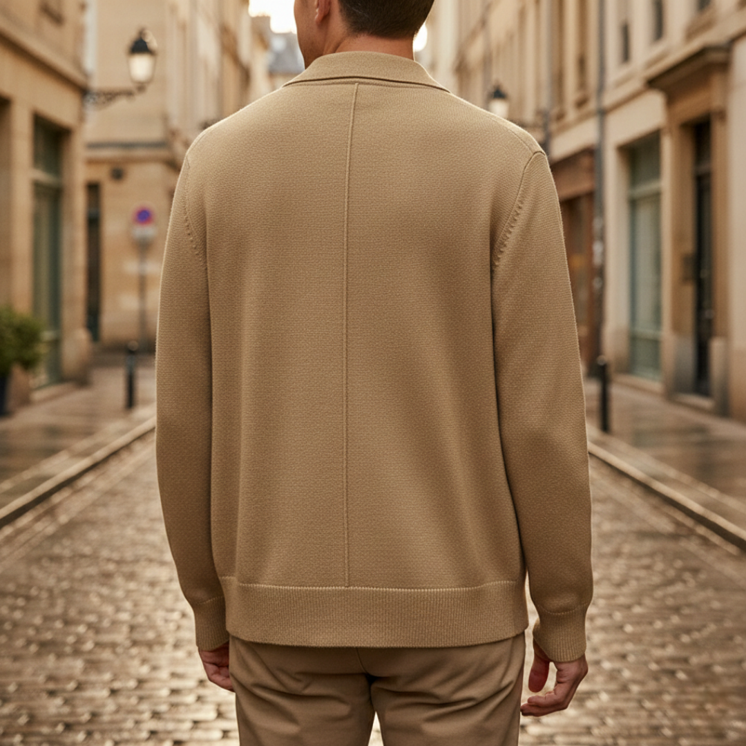 Cardigan in Cashmere a Manica Lunga con Bottoni e Tasche Uomo