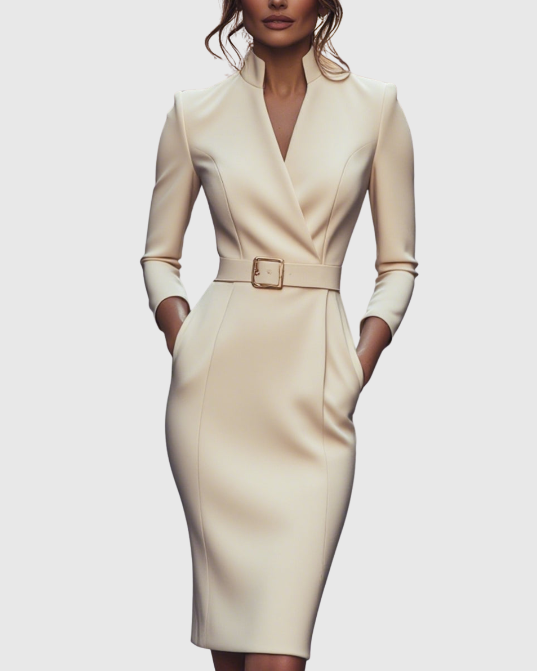 Abito Donna Raso Midi Smanicato Slim Fit – Elegante
