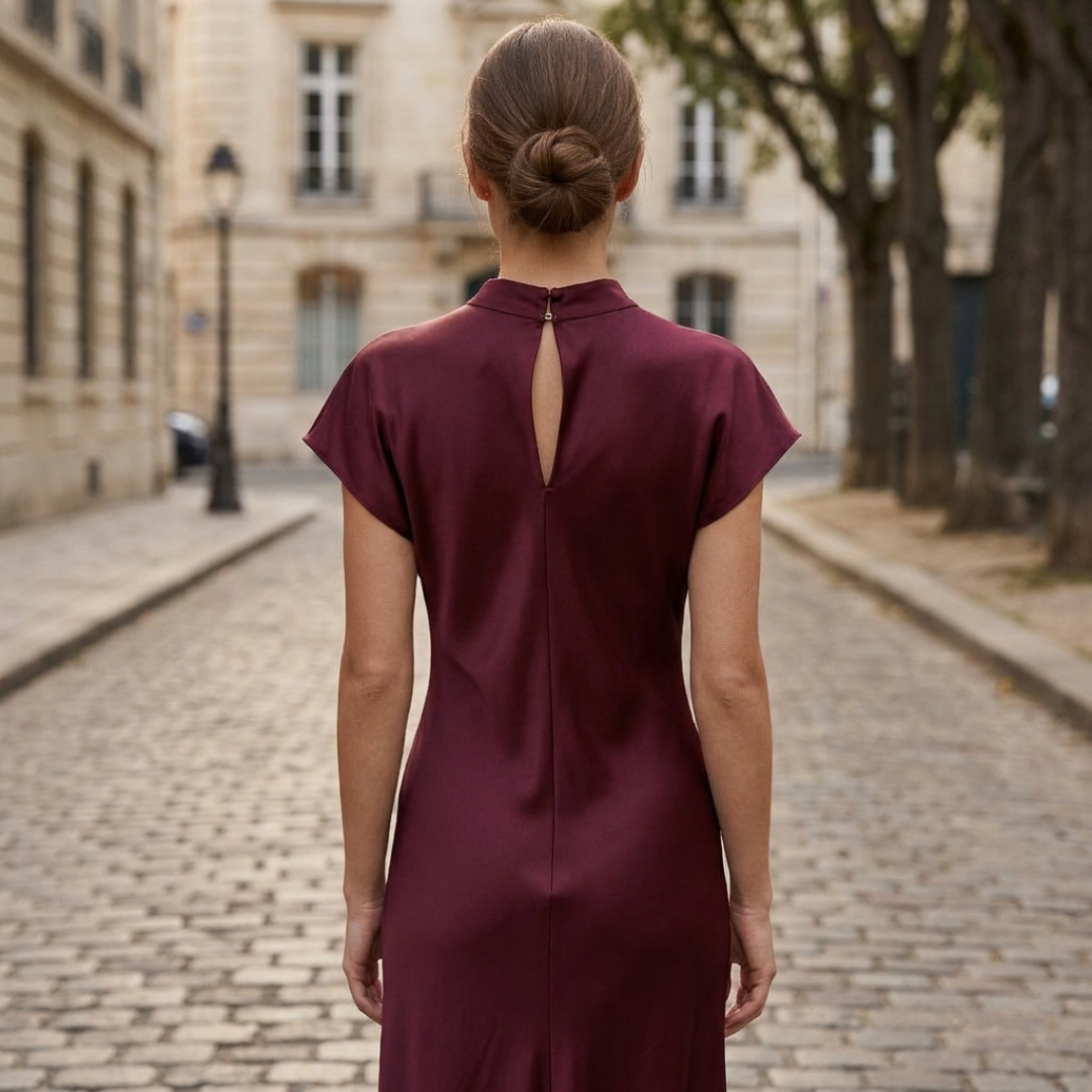 Abito Midi Donna Elegante a Maniche Corte