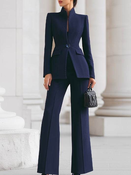 Blazer e Pantaloni Donna Elegante Slim Fit con Bottoni