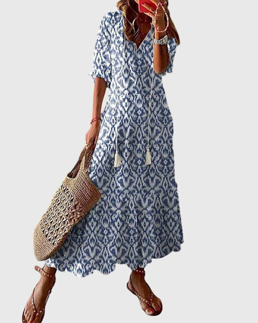 Abito Donna Viscosa Floreale Smanicato