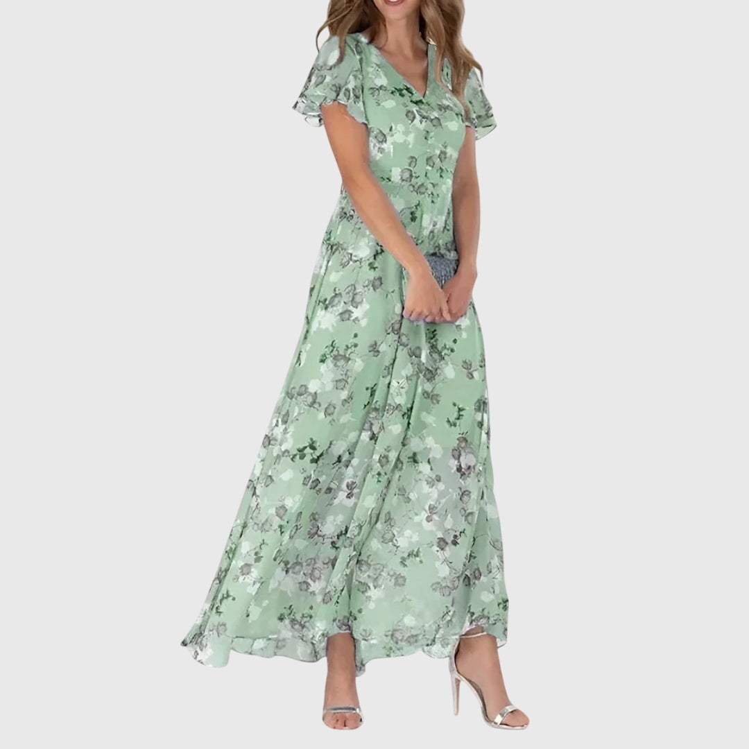 Abito Donna Velluto Smanicato Slim Fit Floreale