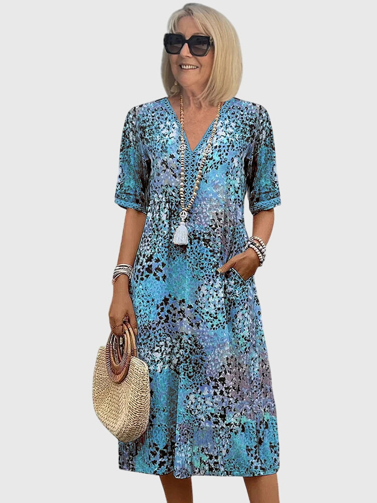 Abito Donna Floreale Midi Smanicato Elegante