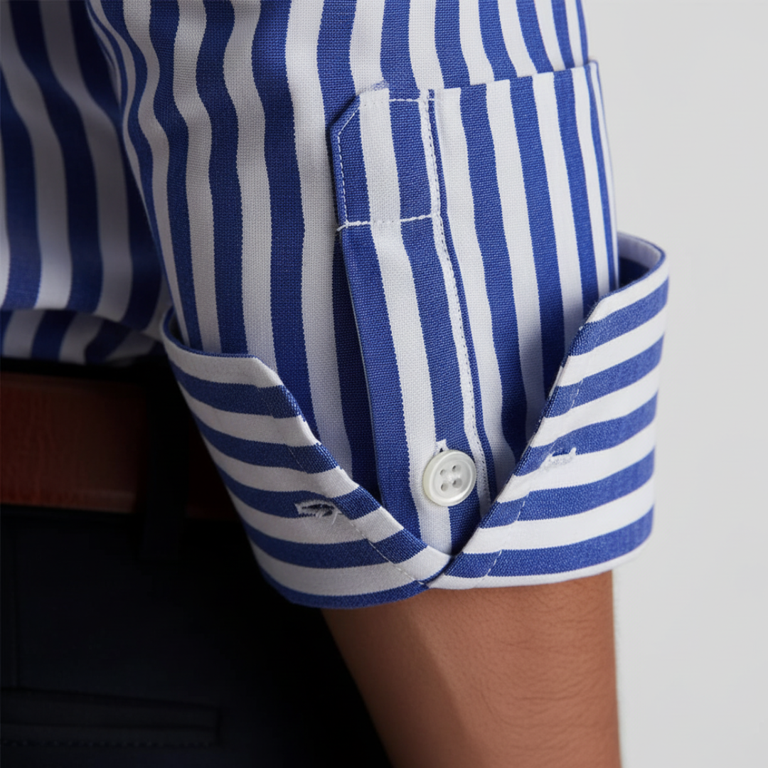 Camicia Uomo a Righe Slim Fit Blu Nero Rosso