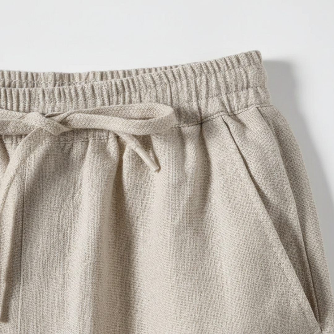 Pantaloni Uomo in Lino con Coulisse e Vita Elasticizzata Gamba Dritta