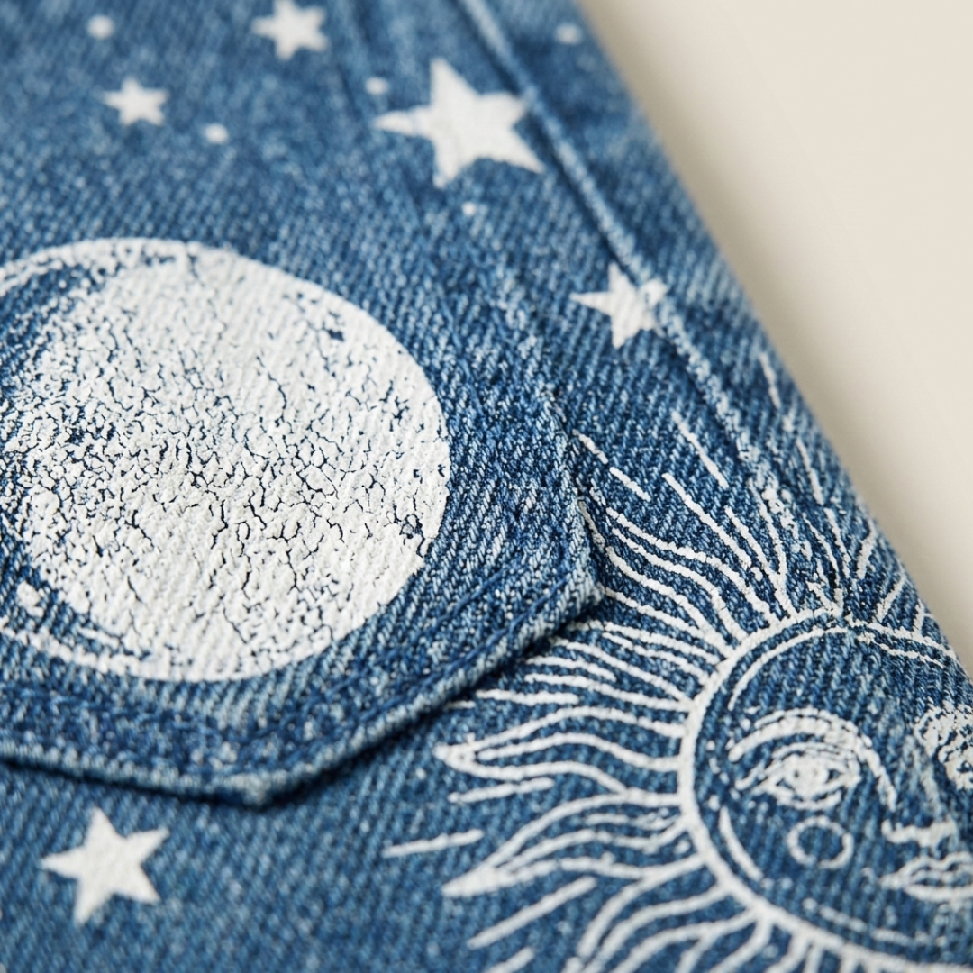 Jeans Donna a Gamba Larga con Lavaggio Sfumato