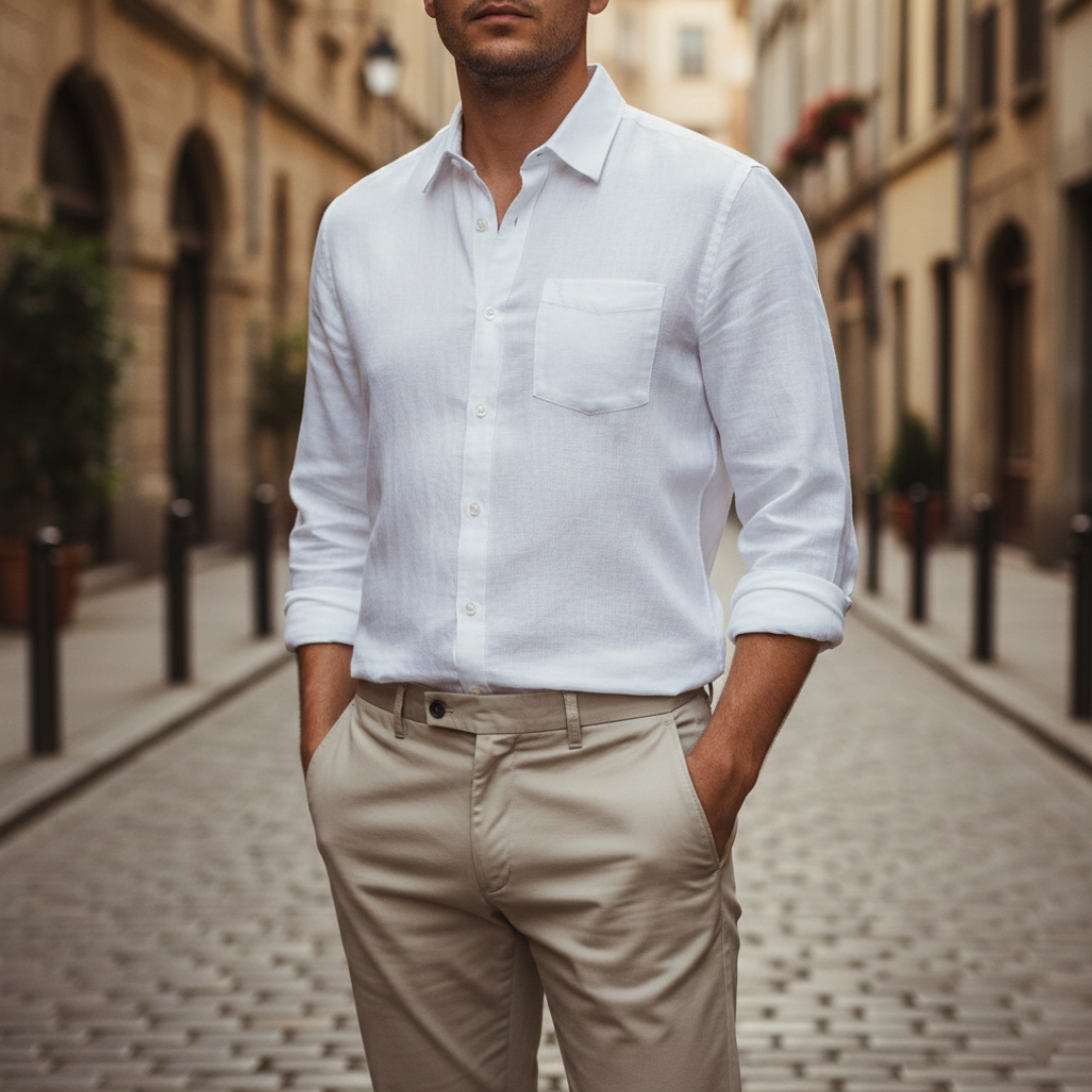 Polo Uomo in Lino Manica Corta Slim Fit