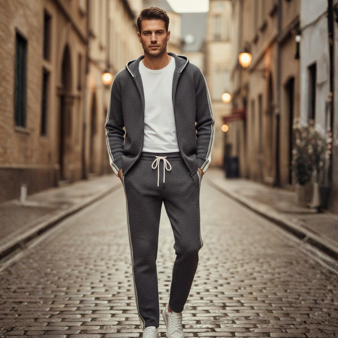Tuta Sportiva Uomo con Felpa con Cappuccio e Pantaloni