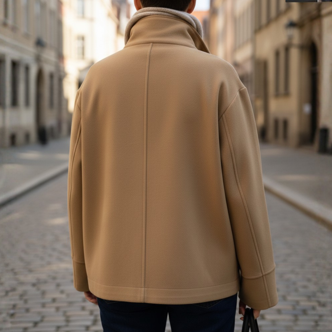 Cappotto Donna con Collo Alto e Bottoni