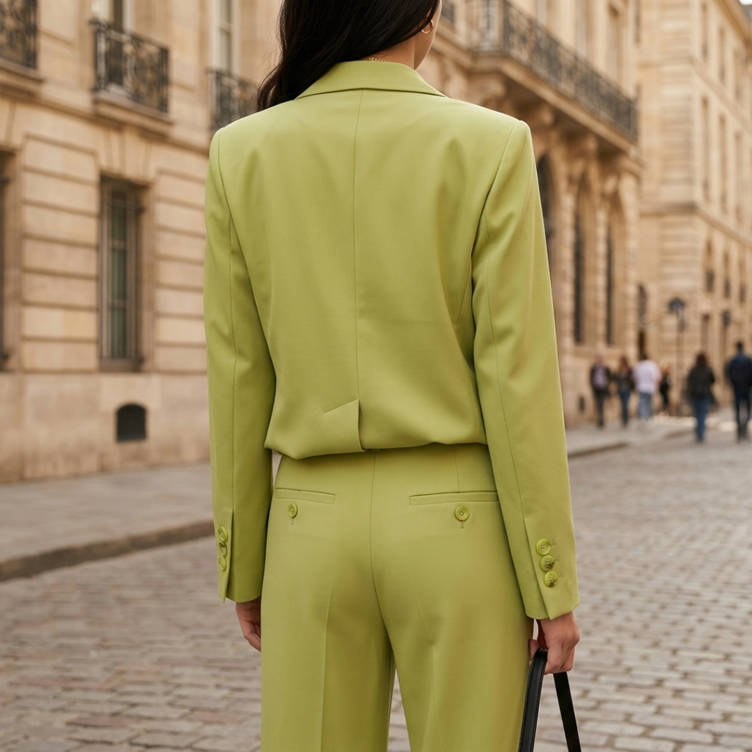 Completo Donna Gessato con Blazer Monopetto e Pantaloni