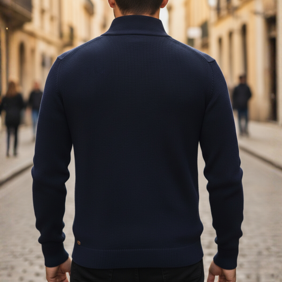 Maglione da uomo con colletto alto e mezzo zip