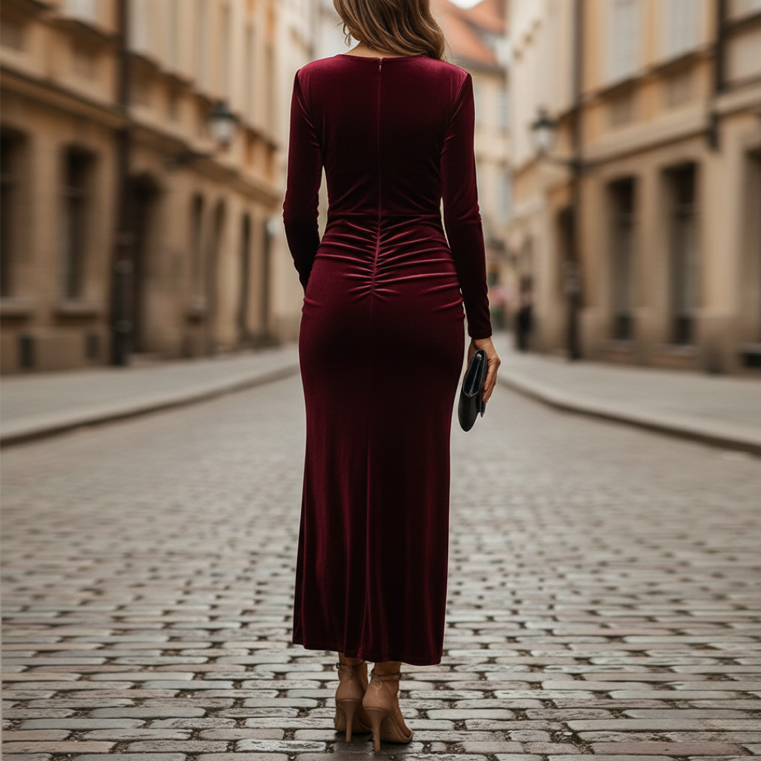 Abito Lungo Donna in Tessuto Misto