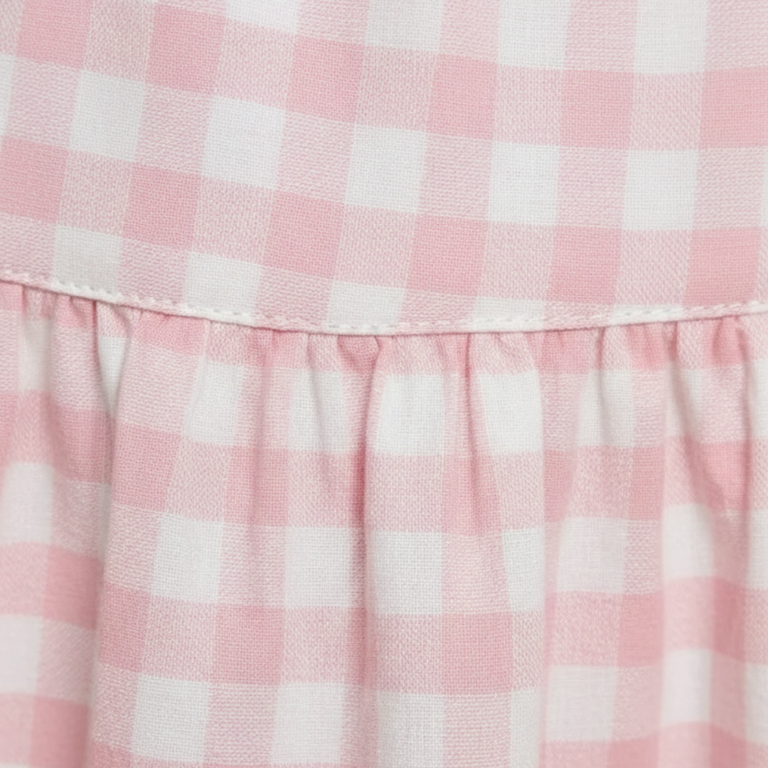 Abito Midi Estivo a Quadretti da Donna con Gonna a Balze