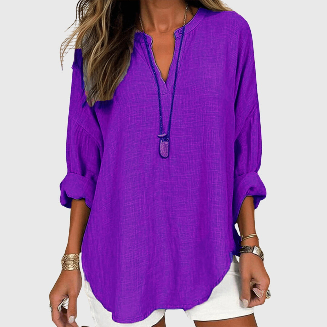 Camicia Donna Flowy Smanicata con Bottoni – Elegante
