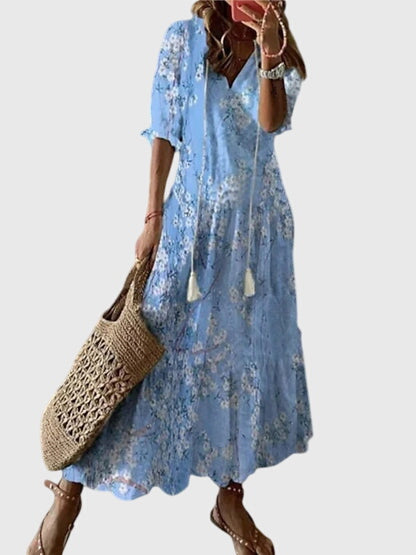 Abito Donna Viscosa Floreale Smanicato