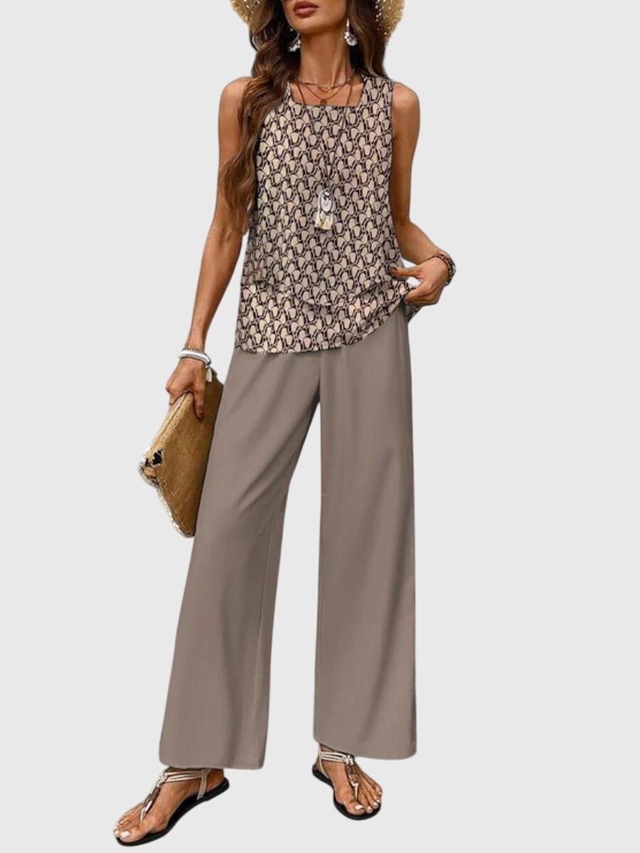 Set Estivo Donna Elegante Velluto Smanicato Slim Fit con Bottoni