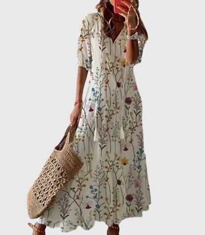 Abito Donna Viscosa Floreale Smanicato