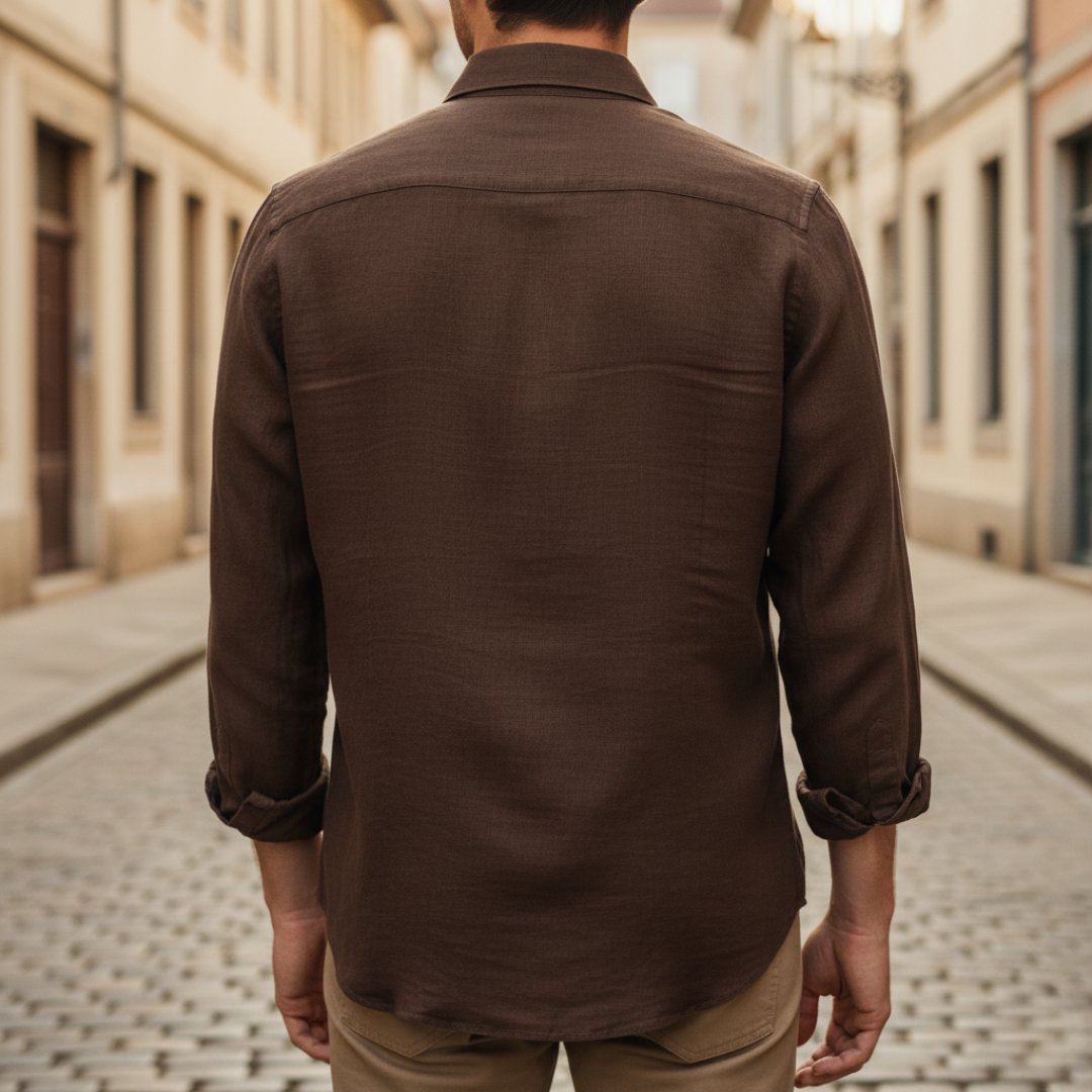 Camicia Uomo Casual Tessuto Misto