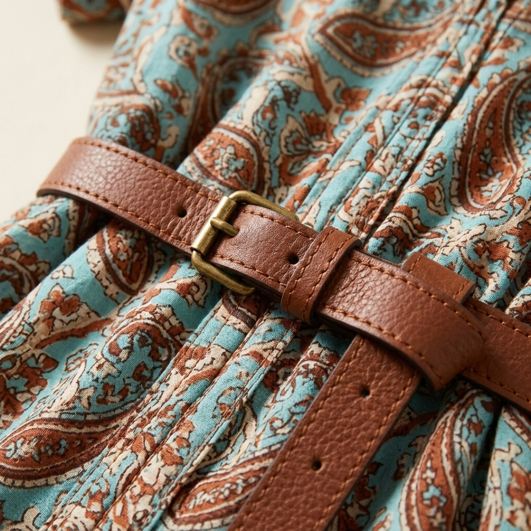 Abito Midi Donna Estivo Floreale Scollo V Maniche Sbuffo