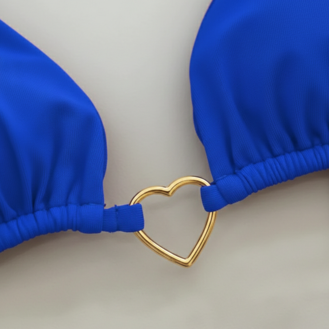 Bikini a Triangolo Set Due Pezzi con Dettagli Dorati