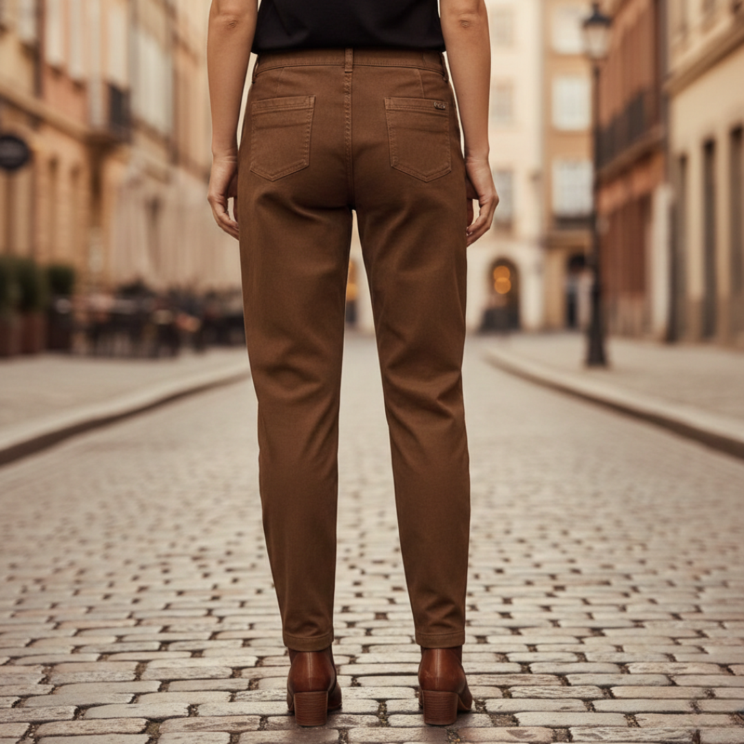 Pantaloni in Cotone e Poliestere con Vita Elasticizzata Donna